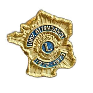 VTG Lions Club International 1972-1973 100% Attendance France Lapel Pin Signed